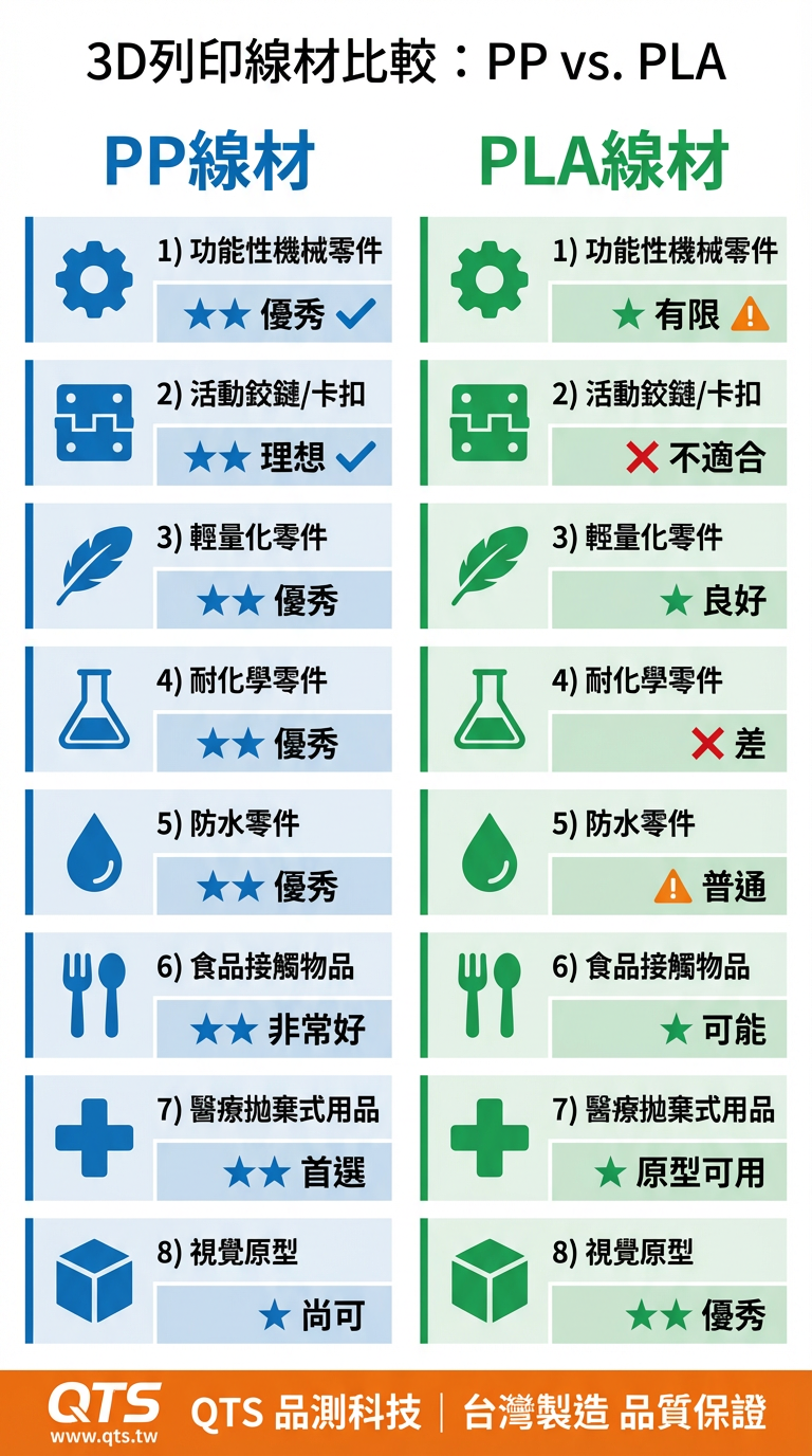 QTS PP 線材 - 耐酸鹼腐蝕 | 耐疲勞活動鉸鍊 | 3D列印耗材