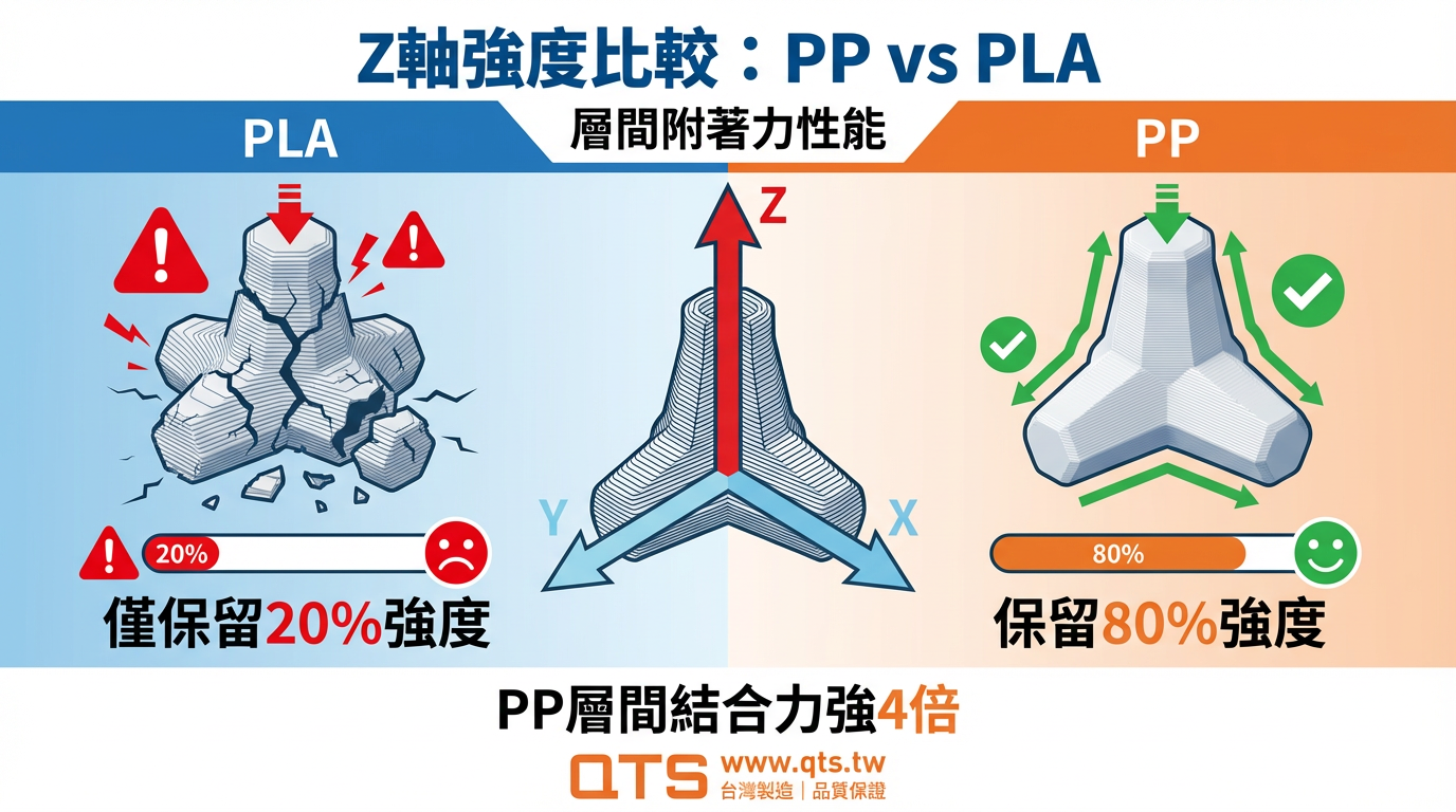 QTS PP 線材 - 耐酸鹼腐蝕 | 耐疲勞活動鉸鍊 | 3D列印耗材