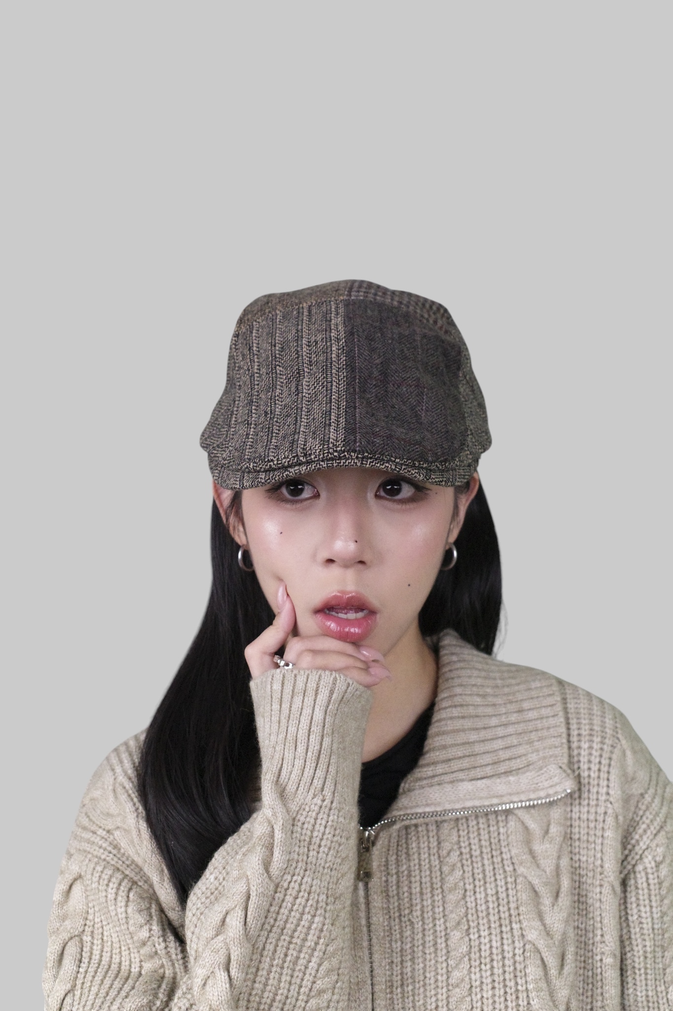 『Always_Good』拼接 格紋 人字紋 刺繡 小偷帽