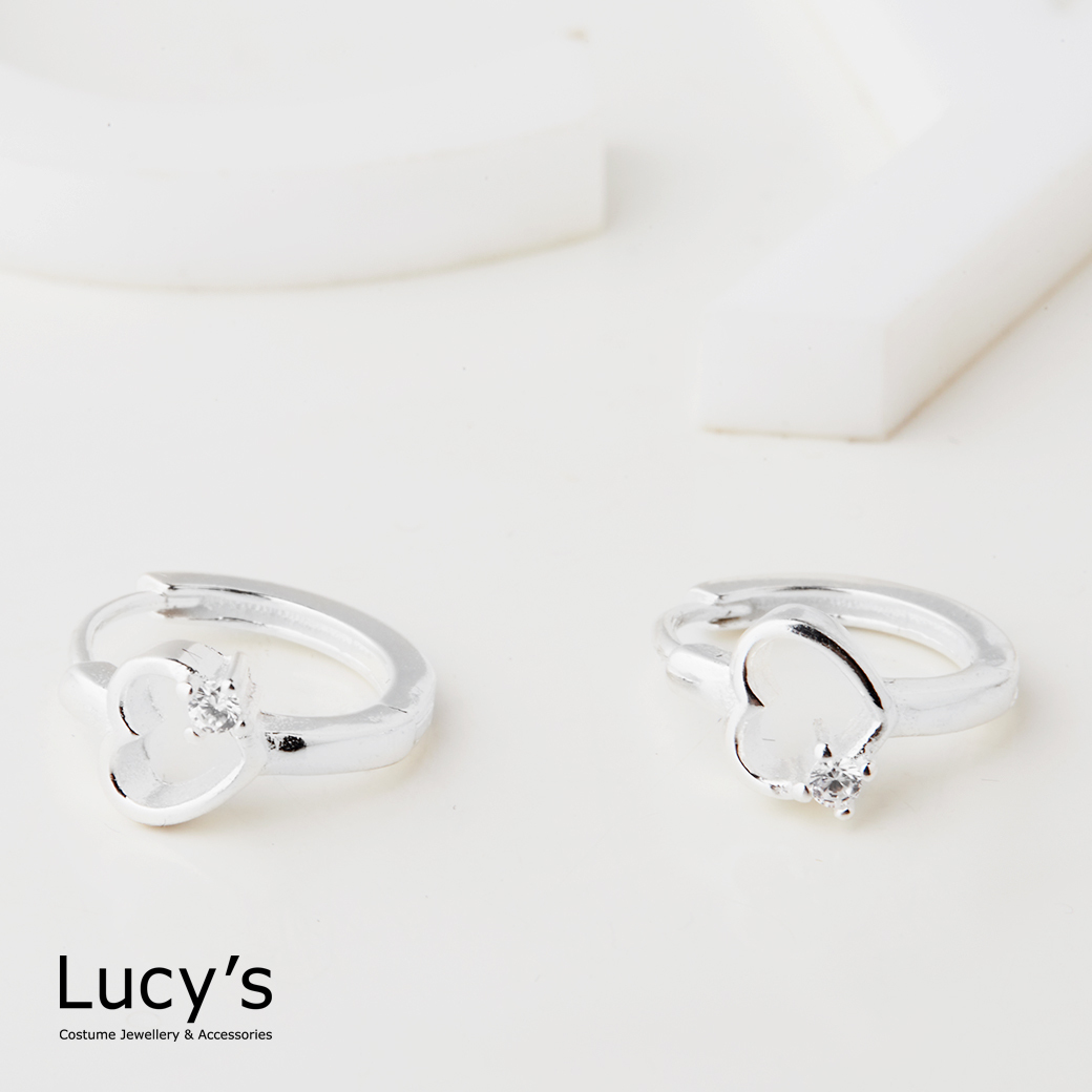 925純銀 愛心光點 易扣耳環 (126622)