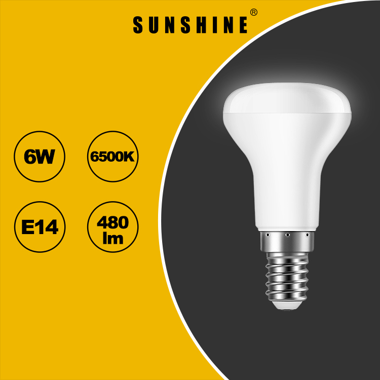 LED燈膽(R50反射燈) 6W E14細螺頭 白光6500K / 黃光3000K LR50A-6D/W