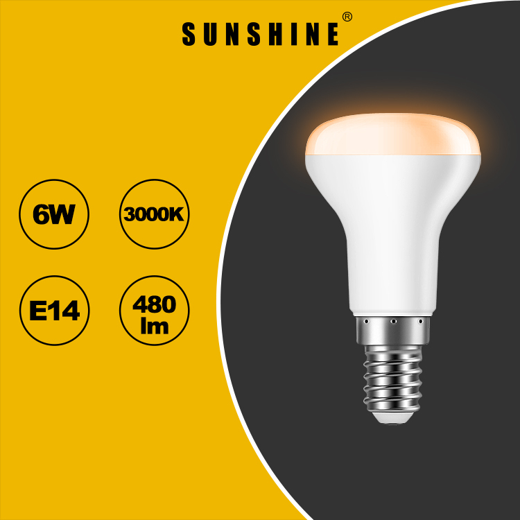 LED燈膽(R50反射燈) 6W E14細螺頭 白光6500K / 黃光3000K LR50A-6D/W