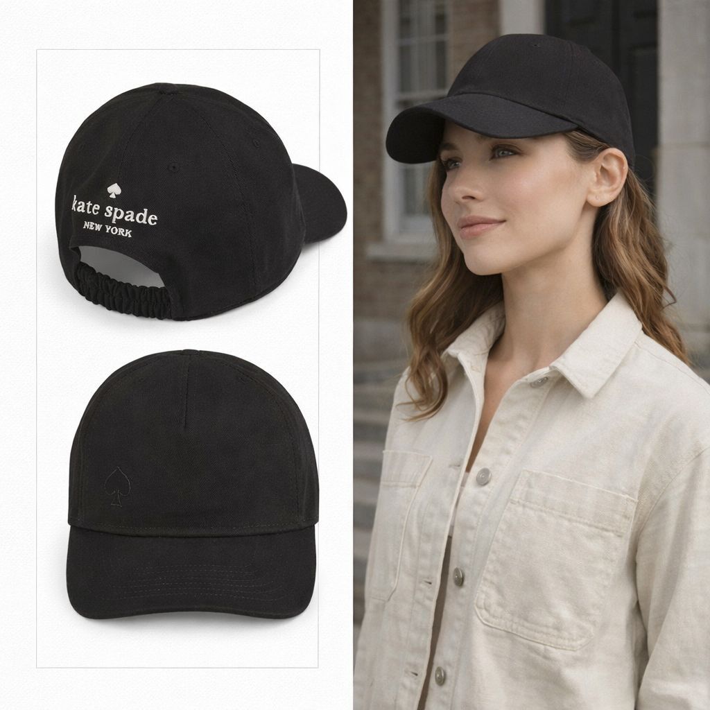 【預購】Q122809 Kate Spade New York黑色黑桃棒球帽 (約 2.7 吋帽簷)