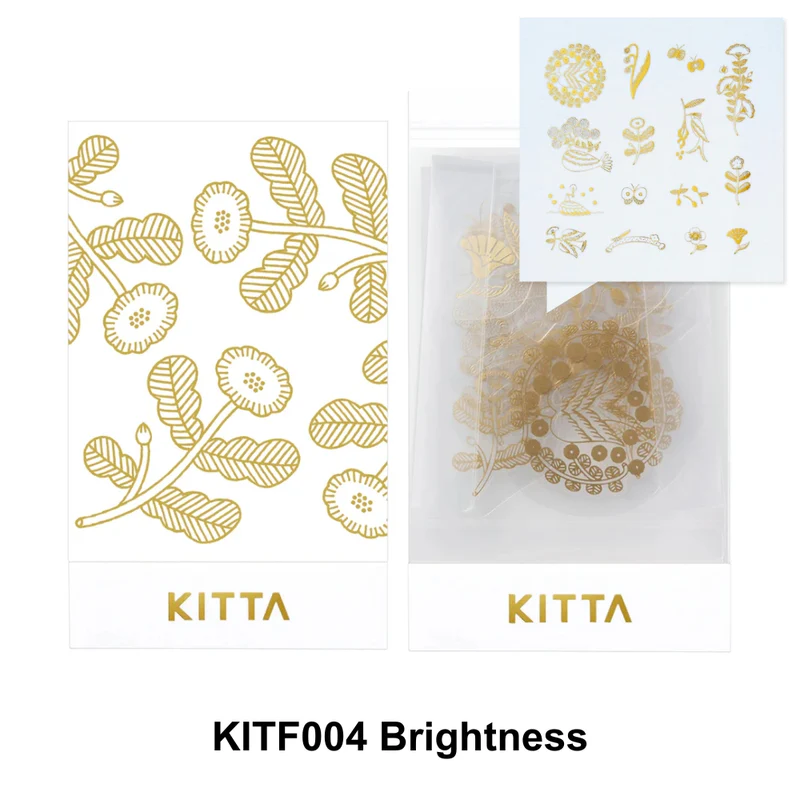 KITTA隨身攜帶 轉印貼紙 金箔 閃耀花朵｜KING JIM 日本