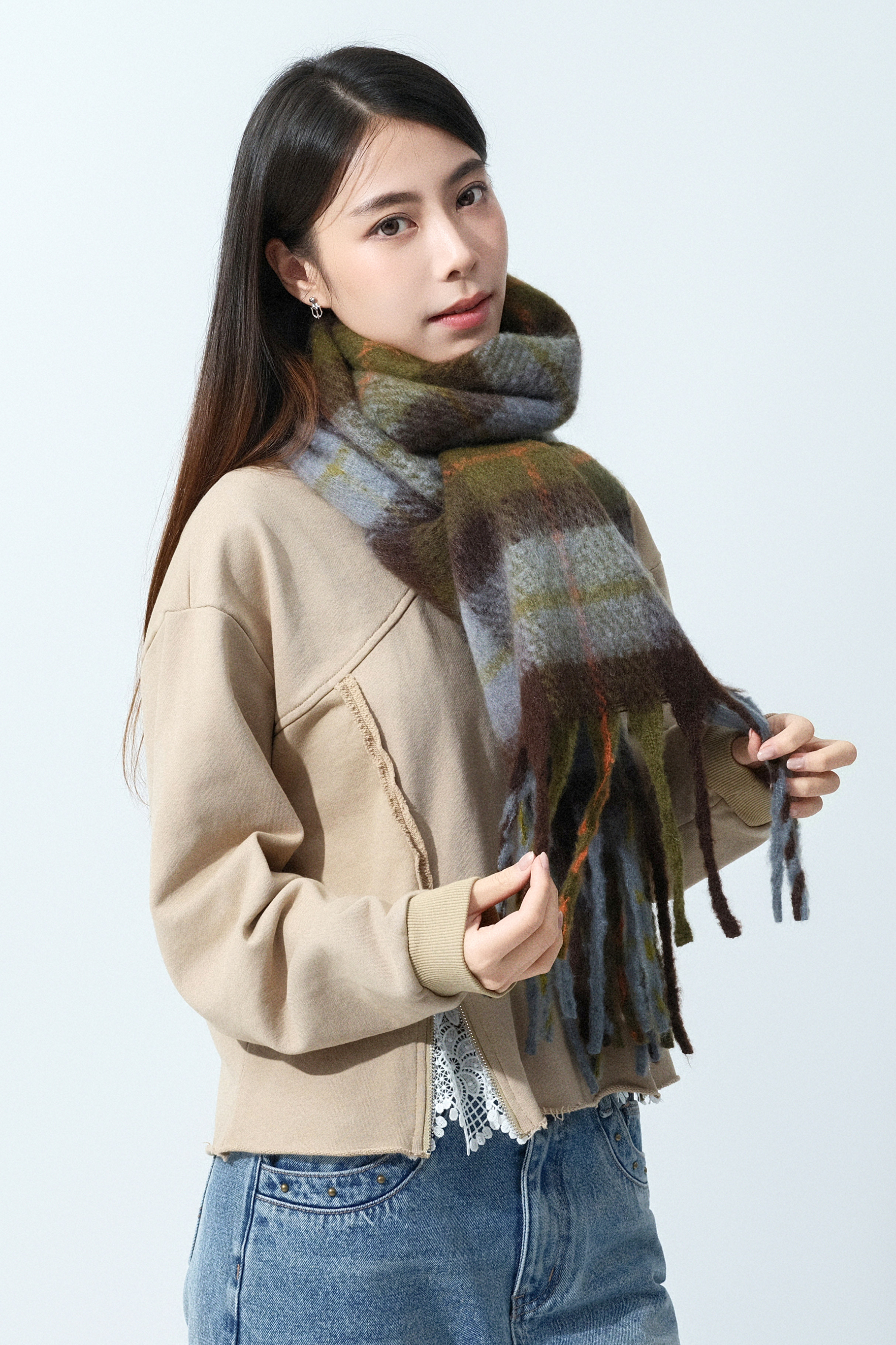 大格紋毛絨大圍巾（預購產品）