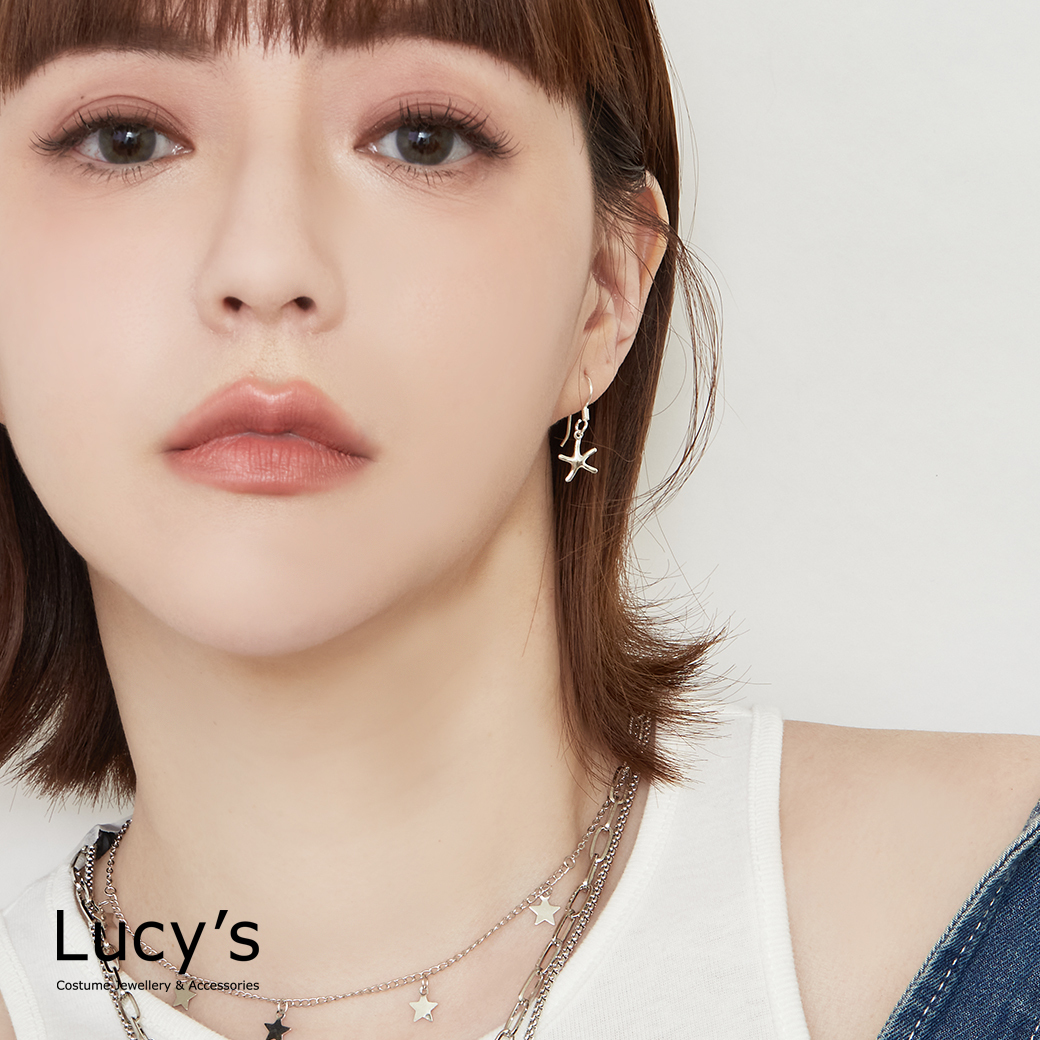 925純銀 海星 耳勾耳環 (126679)