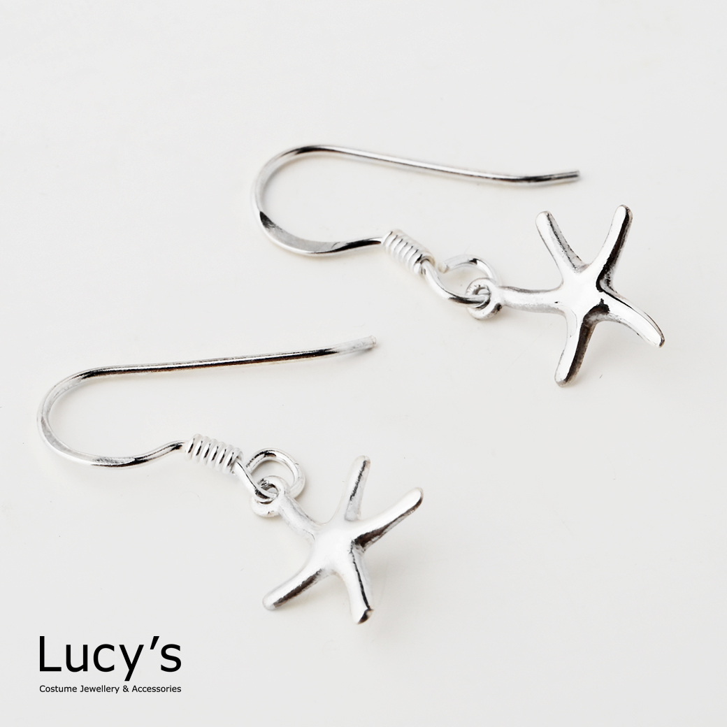 925純銀 海星 耳勾耳環 (126679)