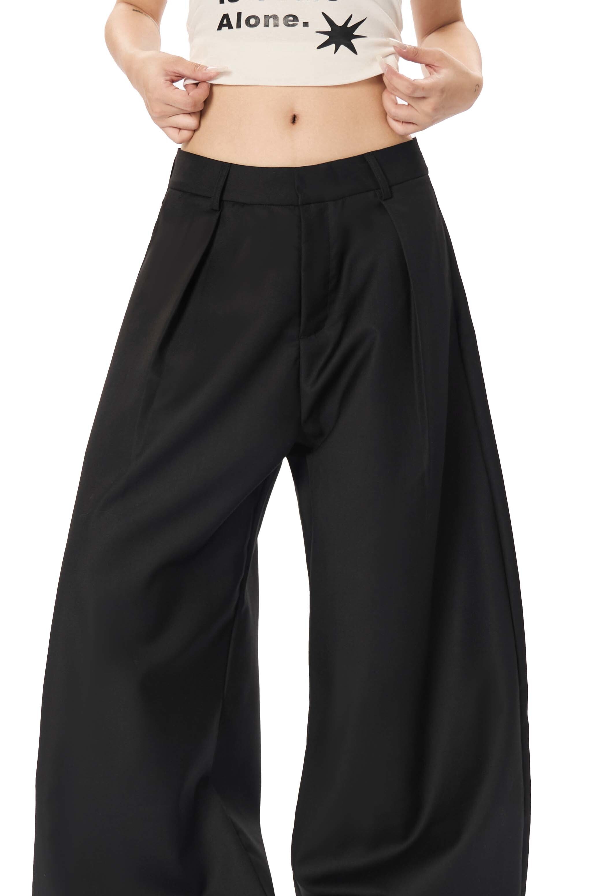 - SIMPLEACTION - 美式復古皺褶結構彎刀西裝褲