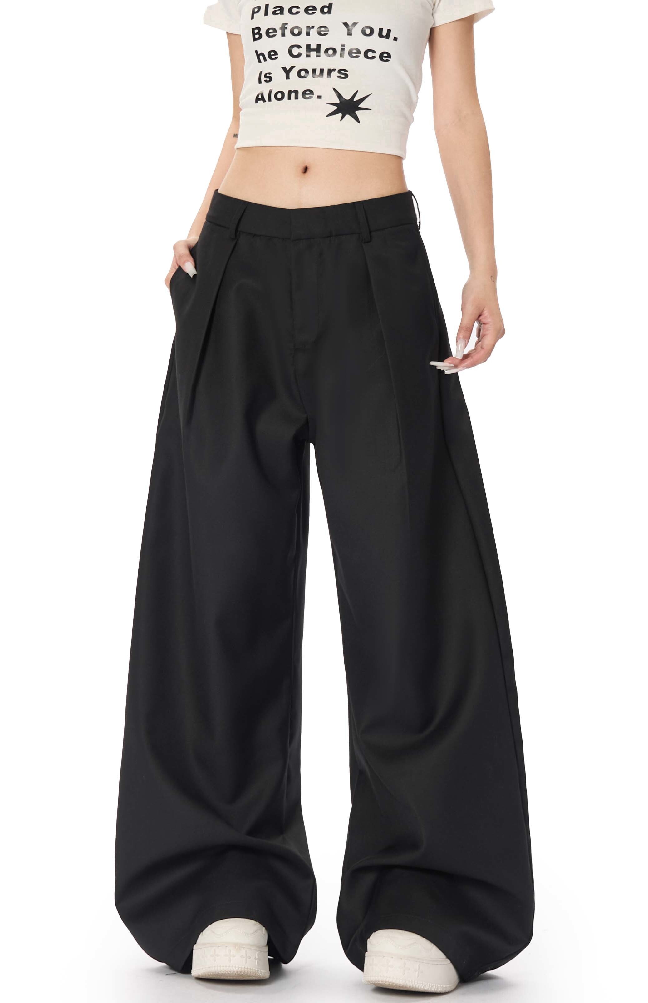 - SIMPLEACTION - 美式復古皺褶結構彎刀西裝褲