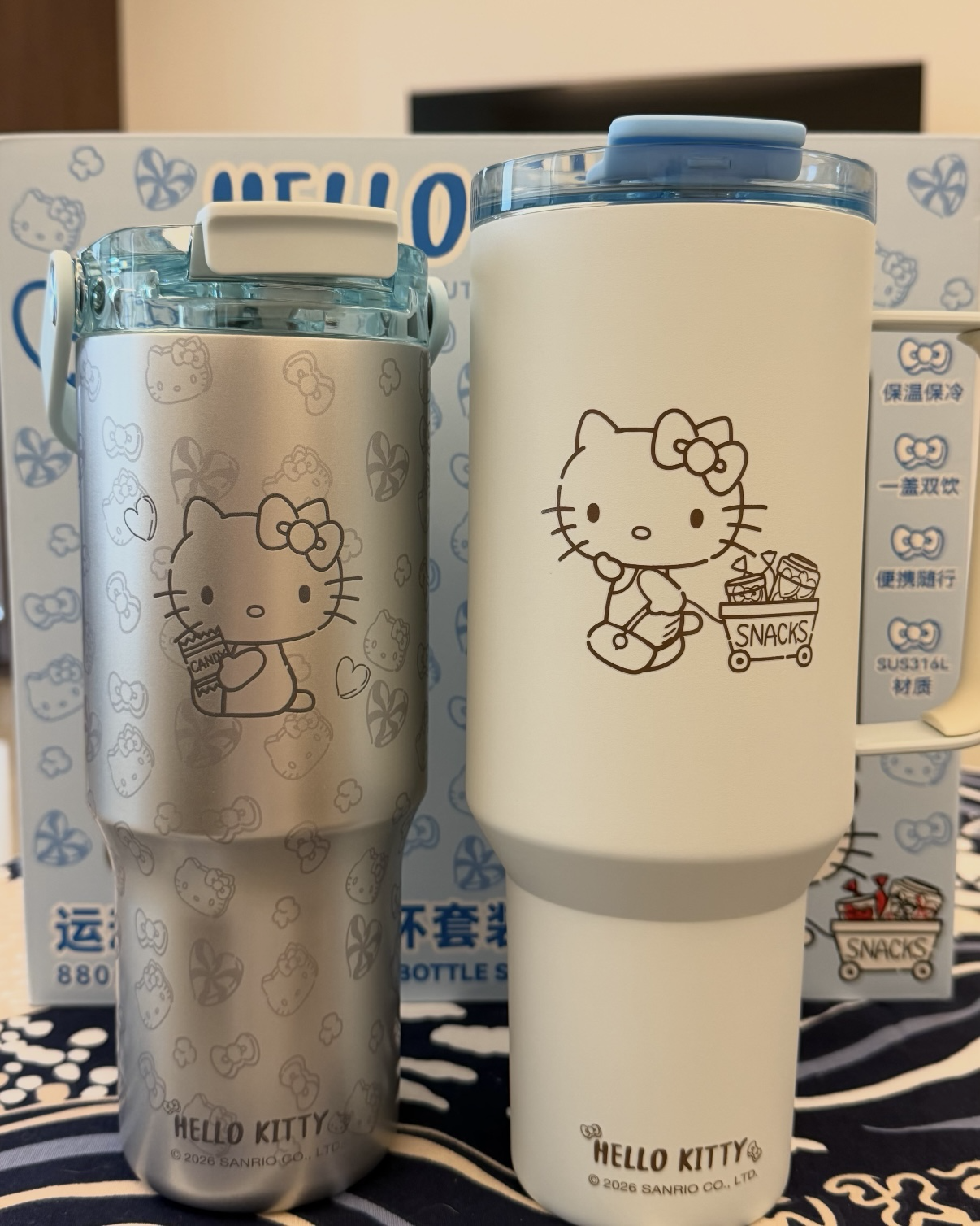 <海外限定正版授權>HELLO KITTY 運動保溫保冷杯套裝 水杯 環保杯 組合