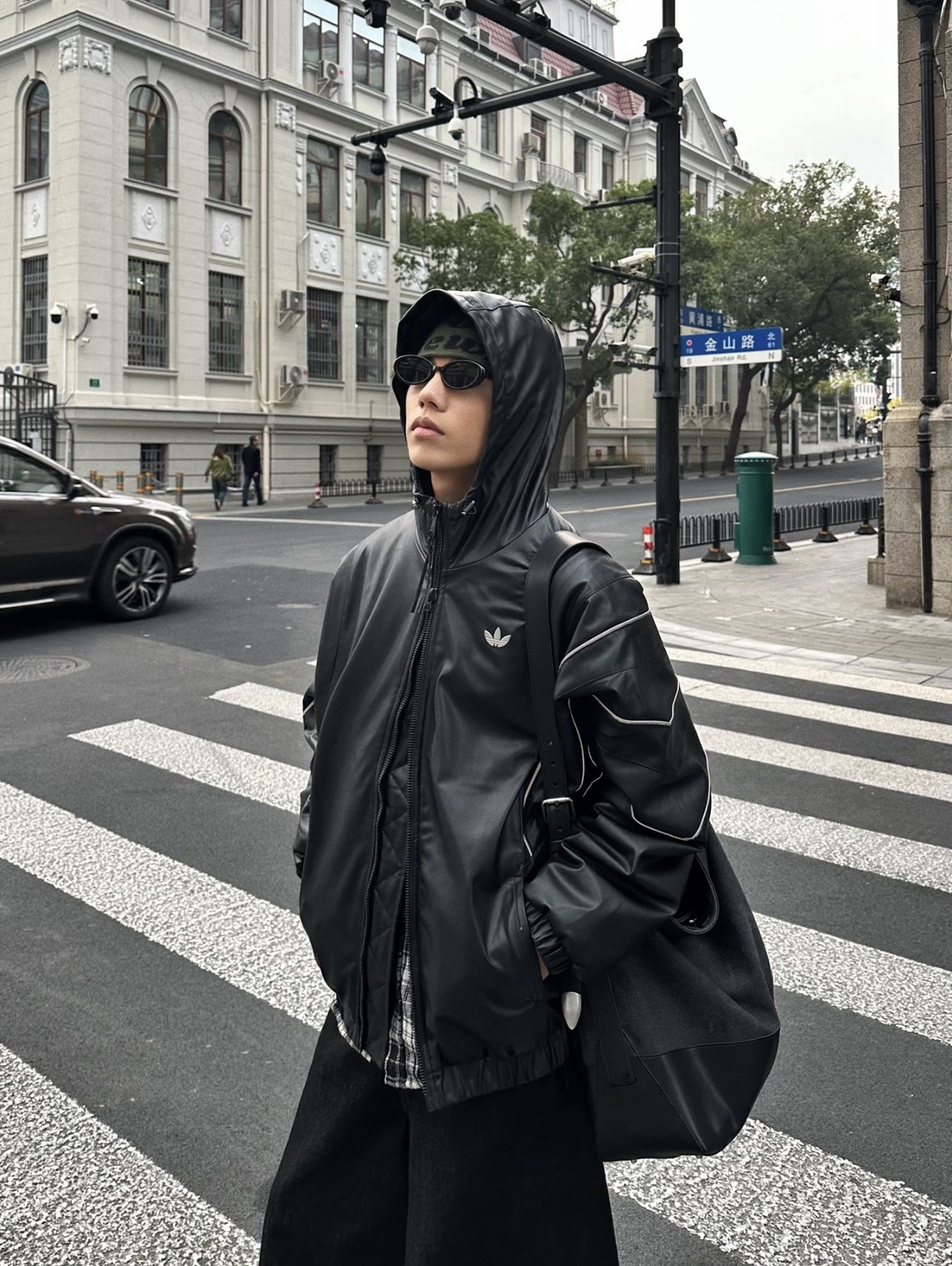 Adidas Originals Trefoil PU 復古 三葉草 寬鬆 夾克 街頭 皮衣 皮外套 皮革 連帽 外套 黑色 綠色 KC2653/KC2654