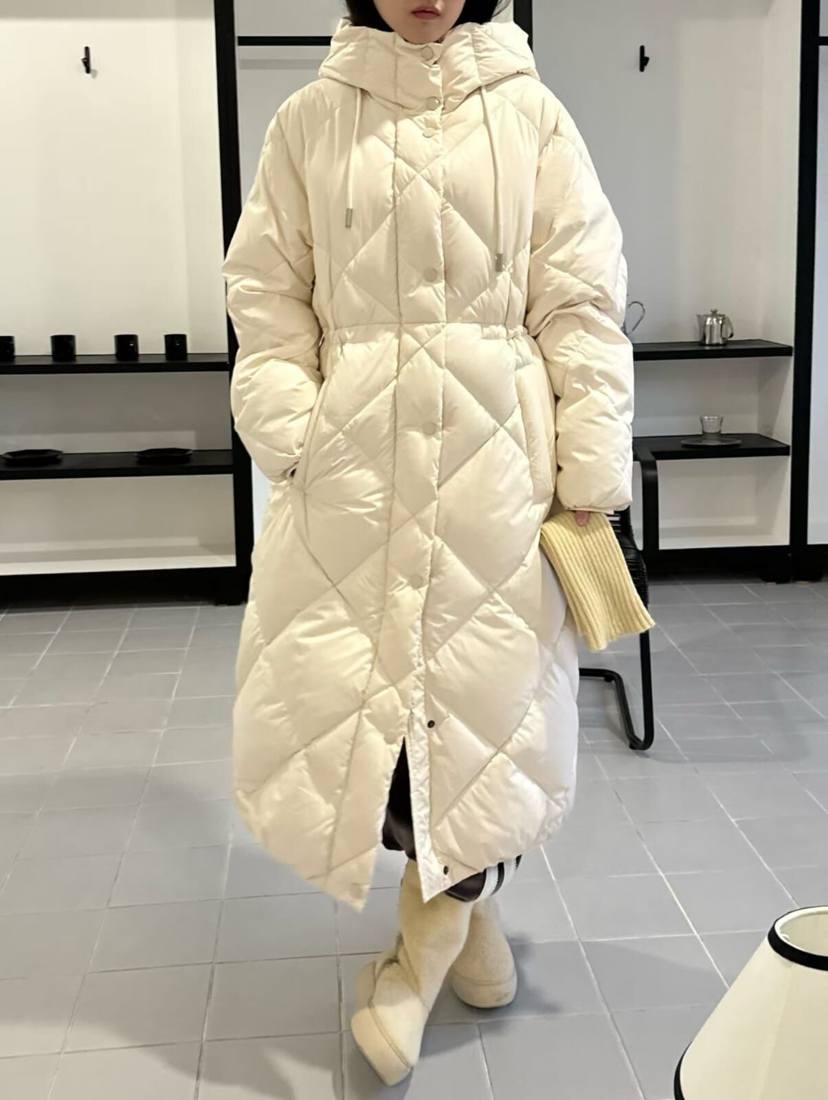 JU5402 菱格鴨絨長外套 *特價*