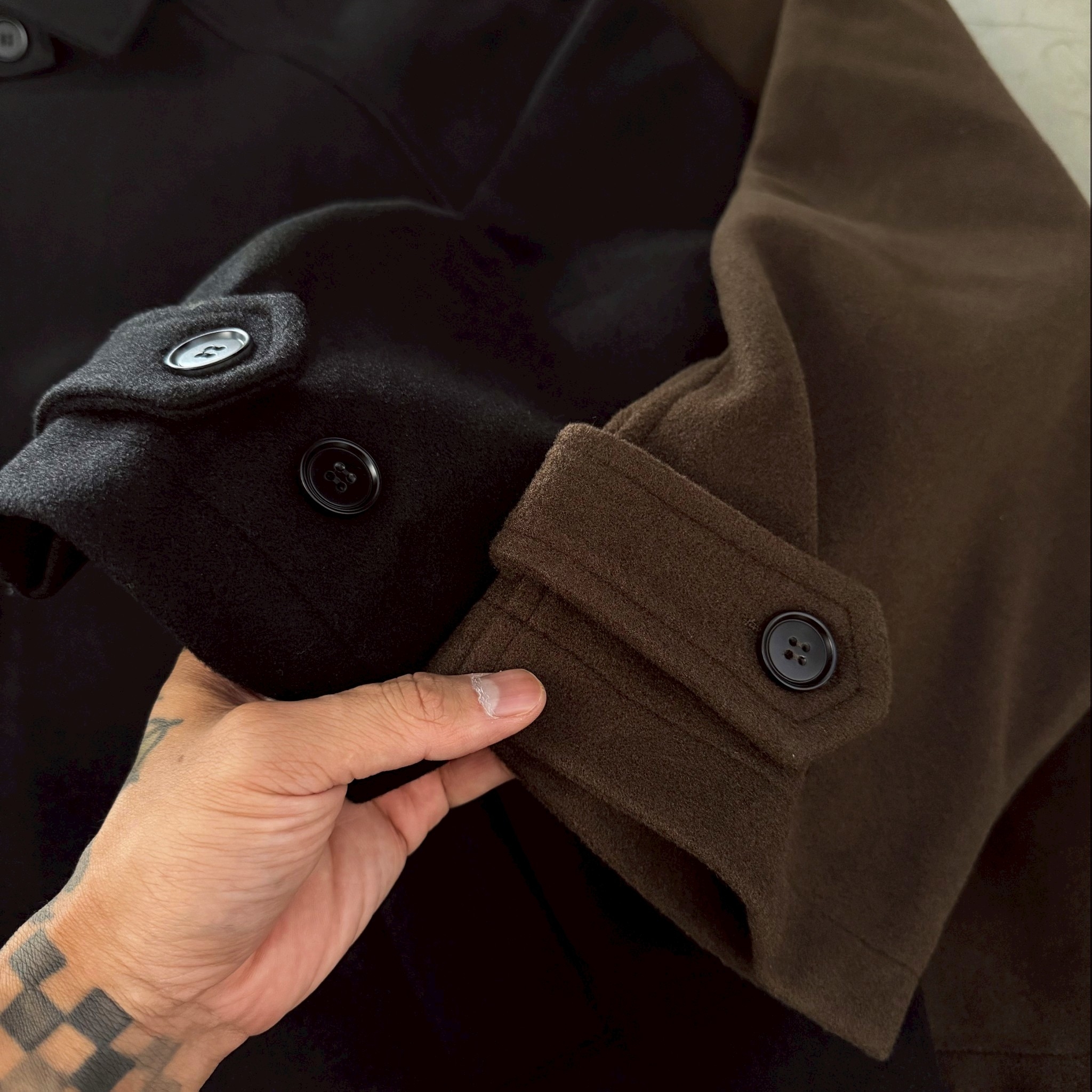 質感男毛尼排扣外套 68973