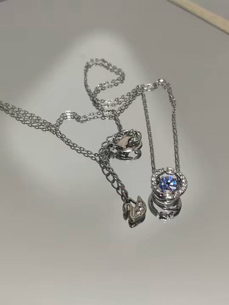【預購】Swarovski Una Sparkling Dance 項鏈 圓形切割 藍色 鍍白金色 施華洛世奇 跳動的心