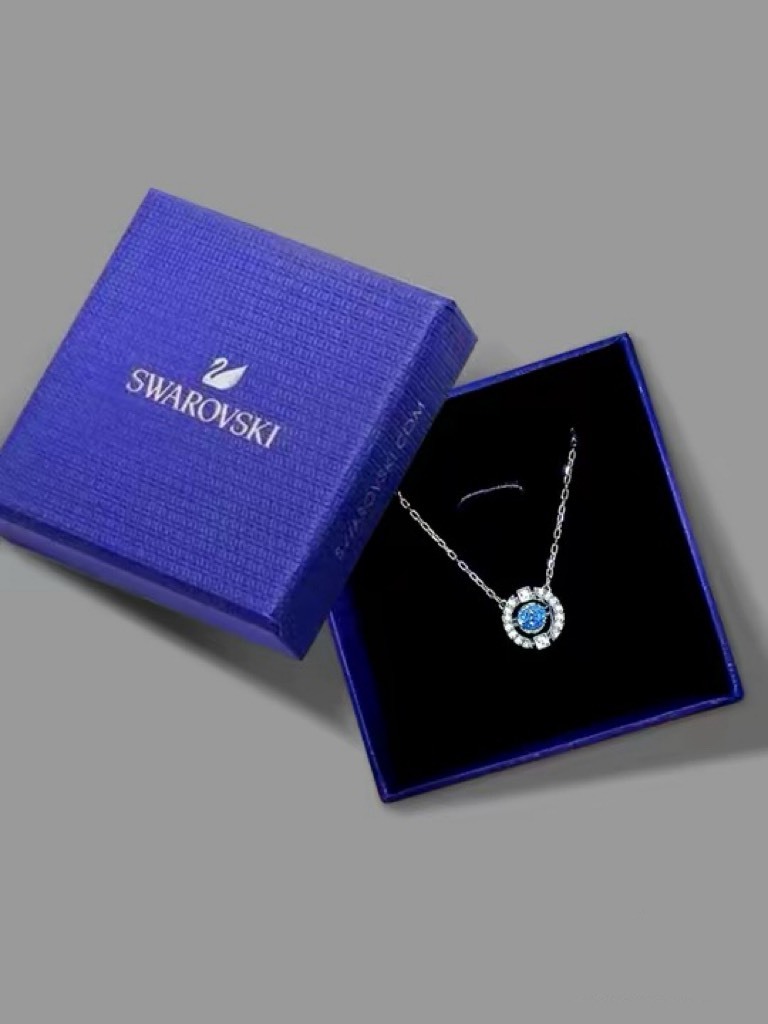 【預購】Swarovski Una Sparkling Dance 項鏈 圓形切割 藍色 鍍白金色 施華洛世奇 跳動的心