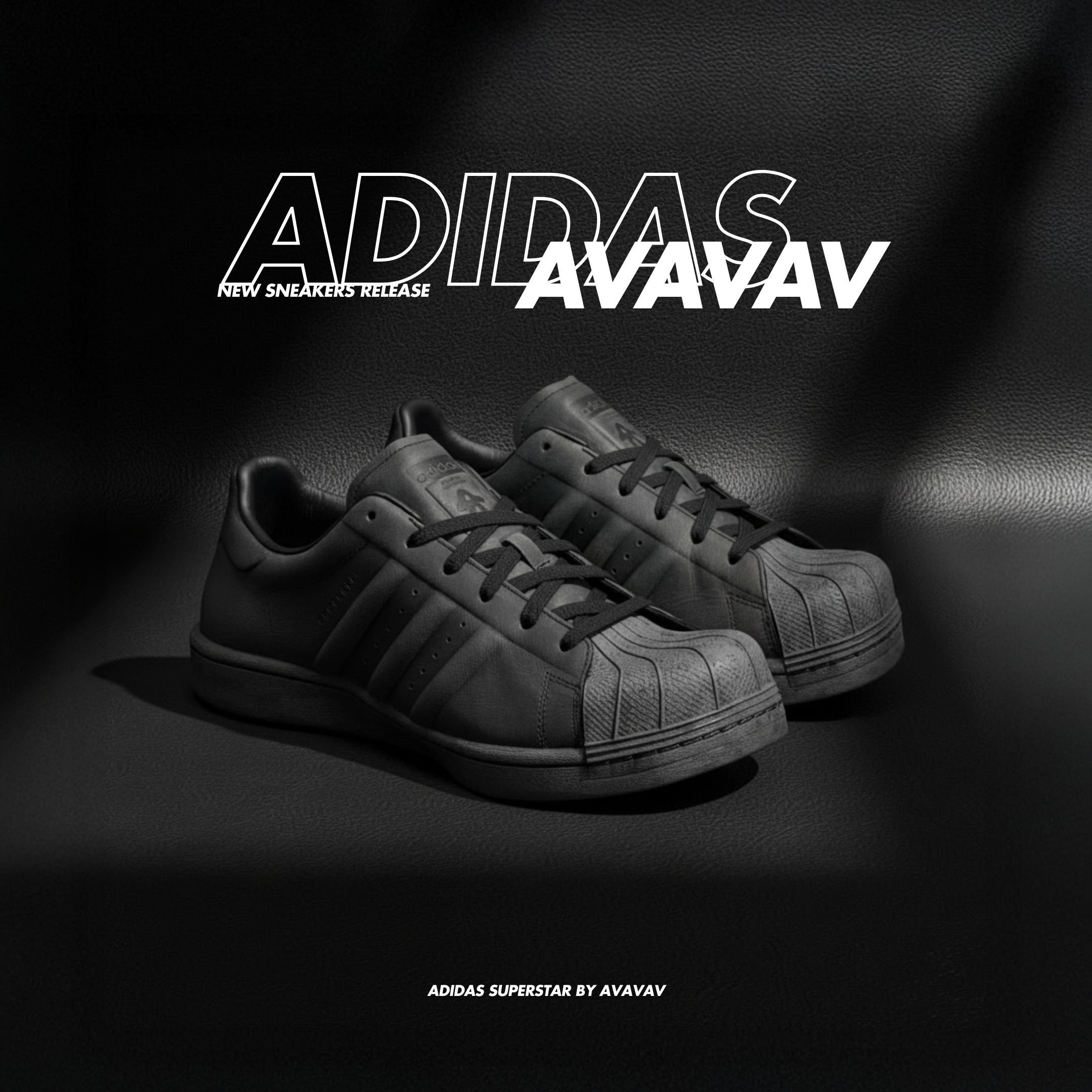 NICEDAY 代購 AVAVAV Carbon x Adidas Superstar 聯名 黑 皮革 圓頭 流線 異行 JR9458