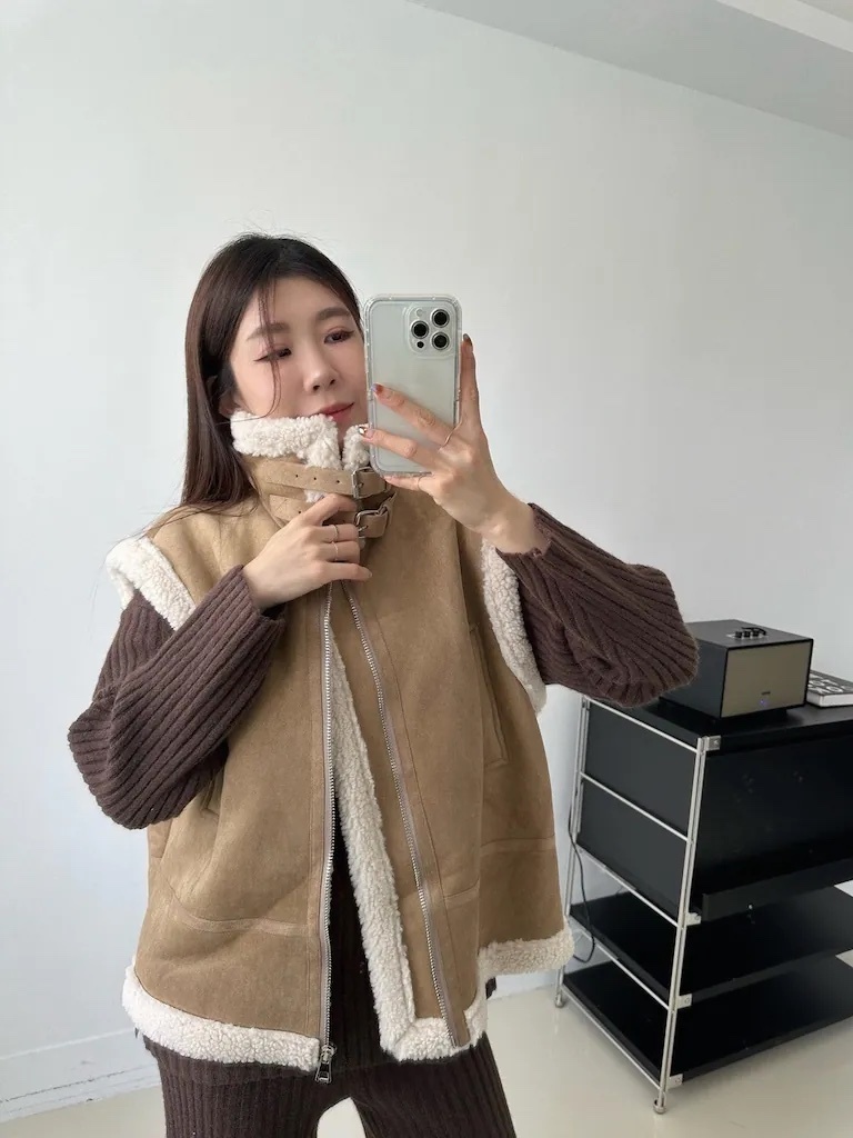 質感擔當羊羔毛背心