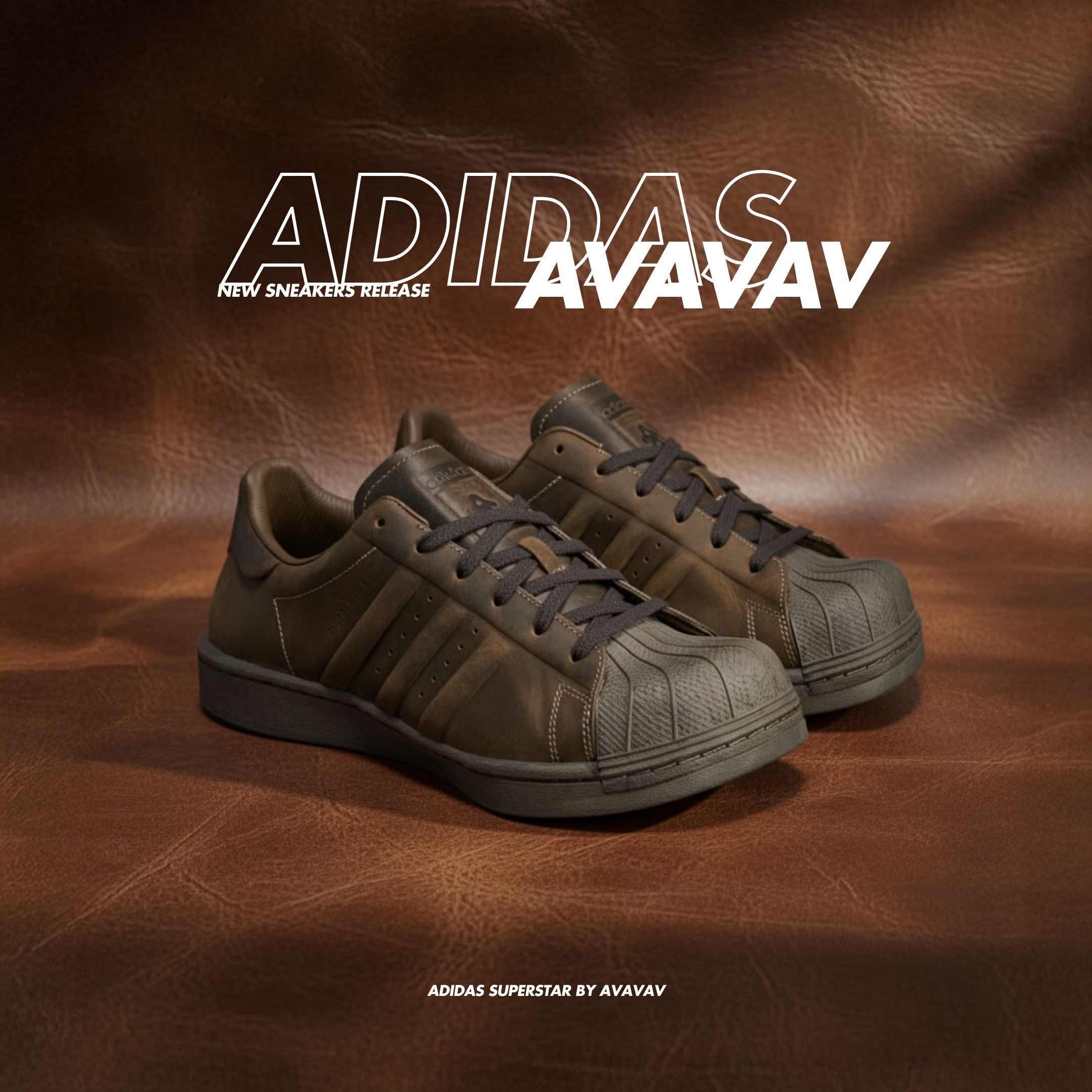 NICEDAY 代購 AVAVAV Carbon x Adidas Superstar 聯名 棕色 可可 摩卡 皮革 圓頭 流線 異型 JR4280