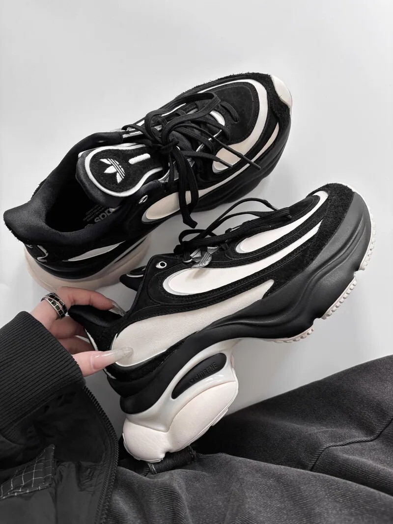 Adidas Originals Ozvenuz 黑白色 浮蝶鞋 皮革 厚底 復古 慢跑鞋 老爹鞋