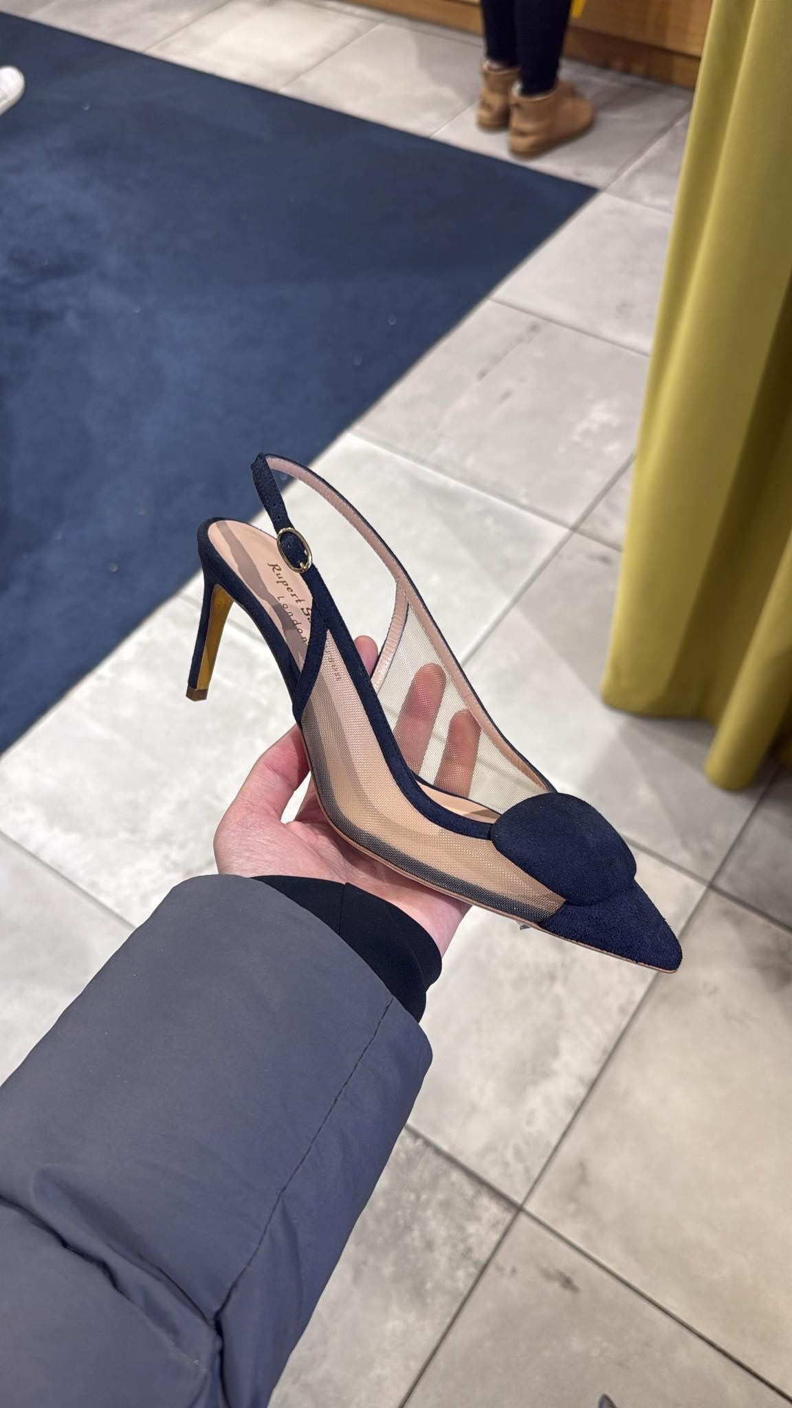 Rupert Sanderson slingback mesh heels navy