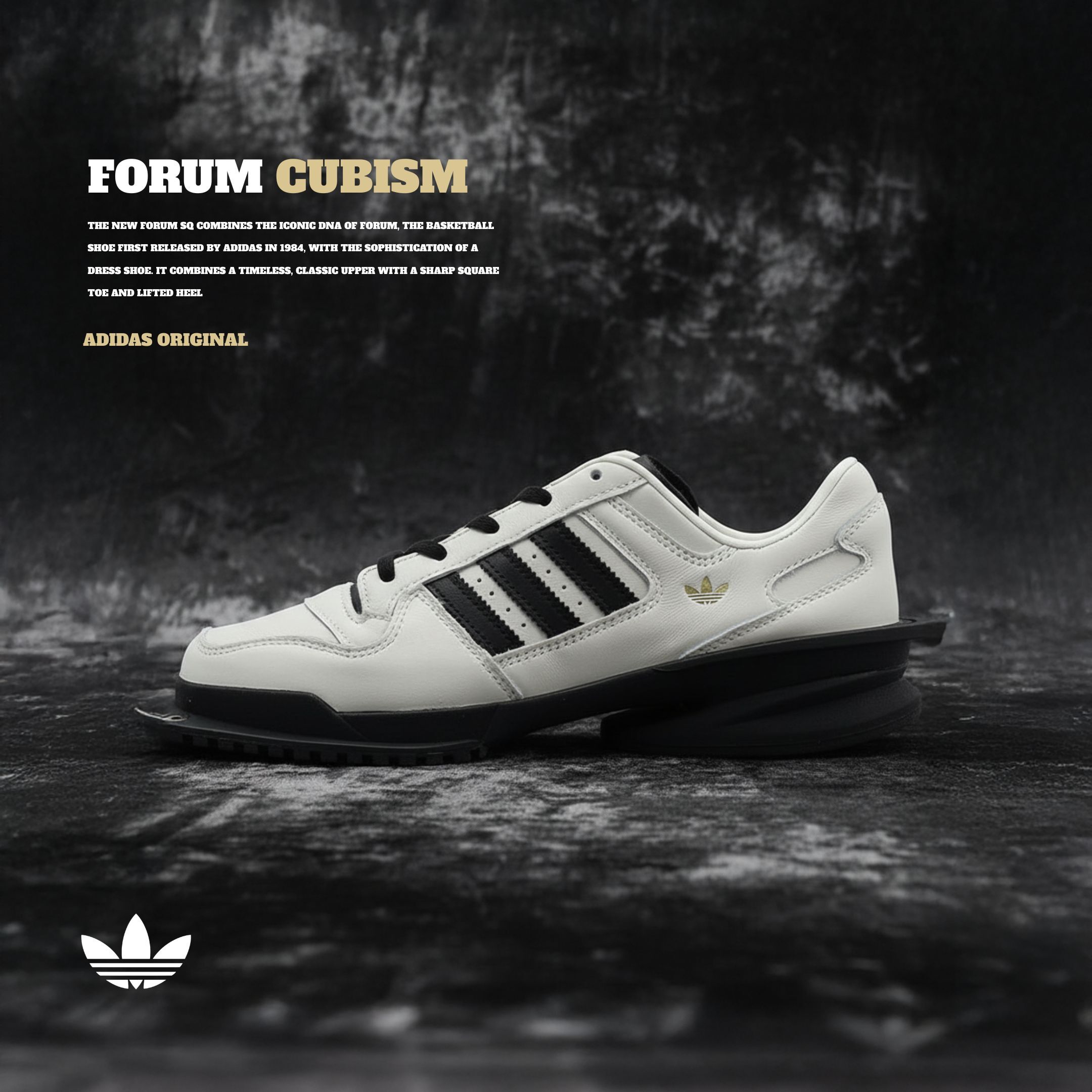 NICEDAY 代購 Adidas FORUM CUBISM 白 白黑 重塑 方頭 未來 科技 中空 JP9744