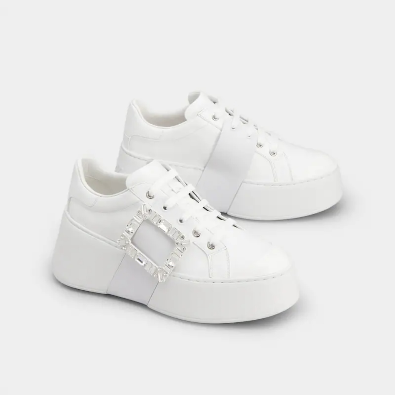 Roger Vivier RV viv skate strass sneaker thick white