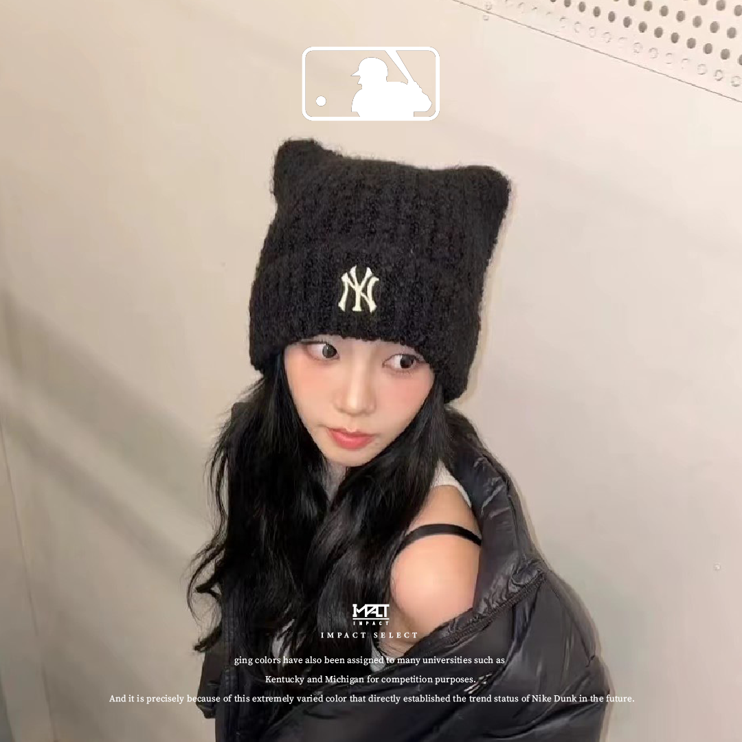 MLB KARINA 柳智敏同款 小貓毛帽 貓耳帽 貓貓帽 兩色 黑白