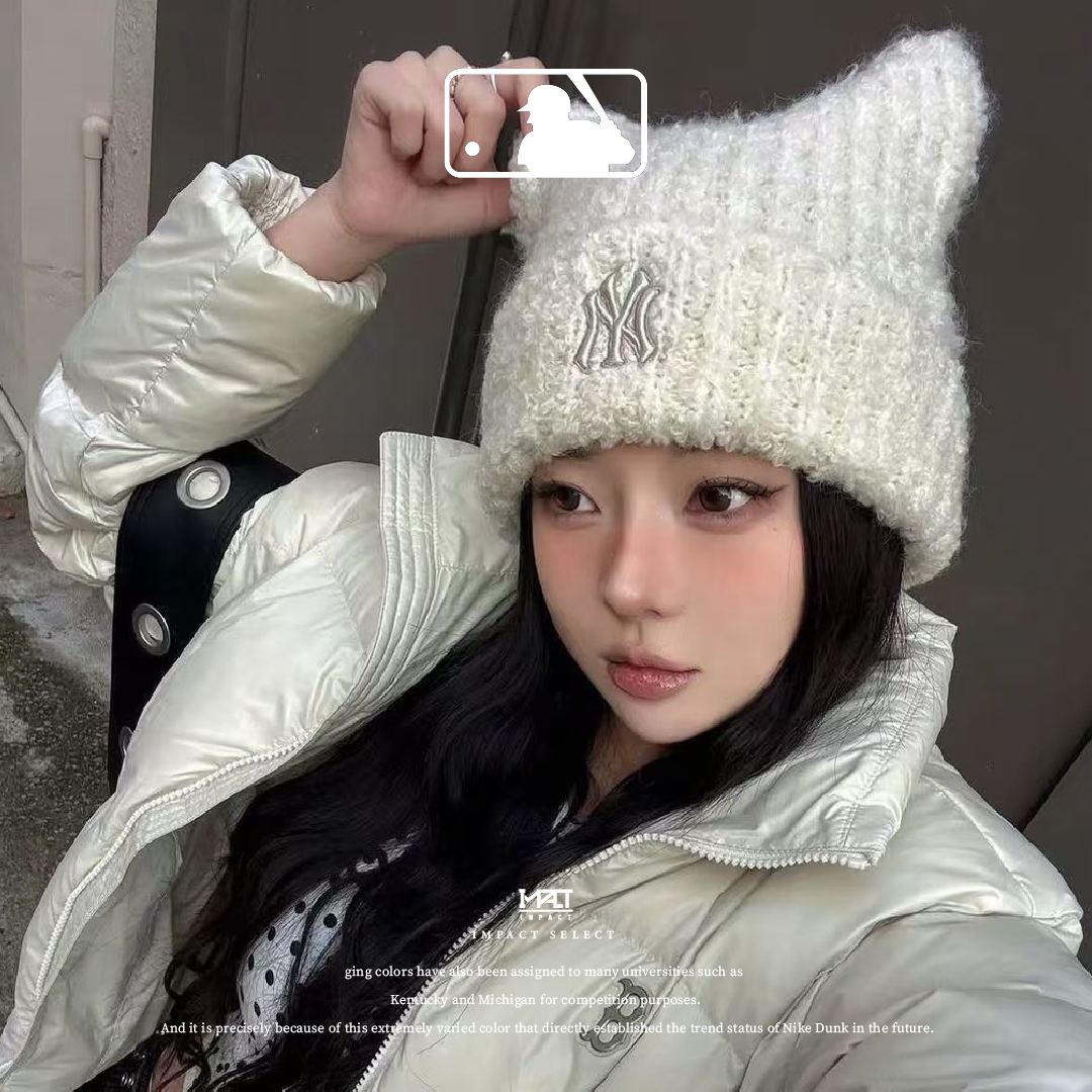 MLB KARINA 柳智敏同款 小貓毛帽 貓耳帽 貓貓帽 兩色 黑白