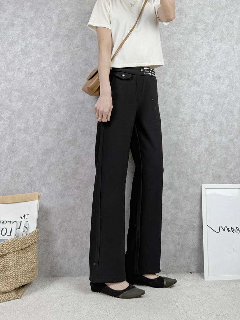 闆娘推薦~ 修飾顯瘦★溫暖卻不厚重織帶拼接寬褲 ⚡️ 搶現貨⚡️