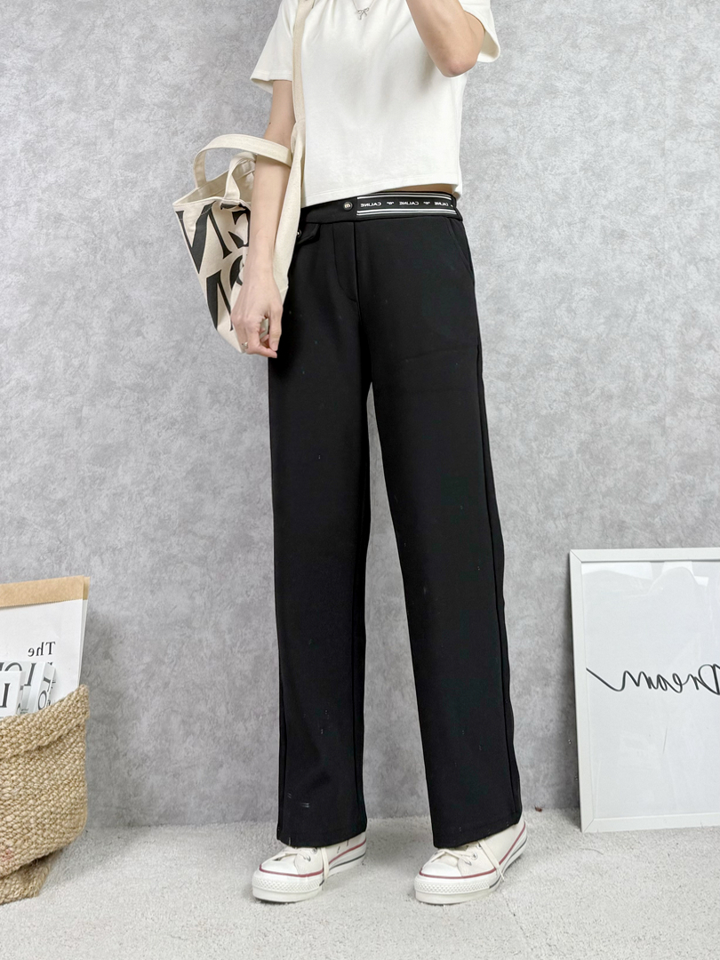 闆娘推薦~ 修飾顯瘦★溫暖卻不厚重織帶拼接寬褲 ⚡️ 搶現貨⚡️