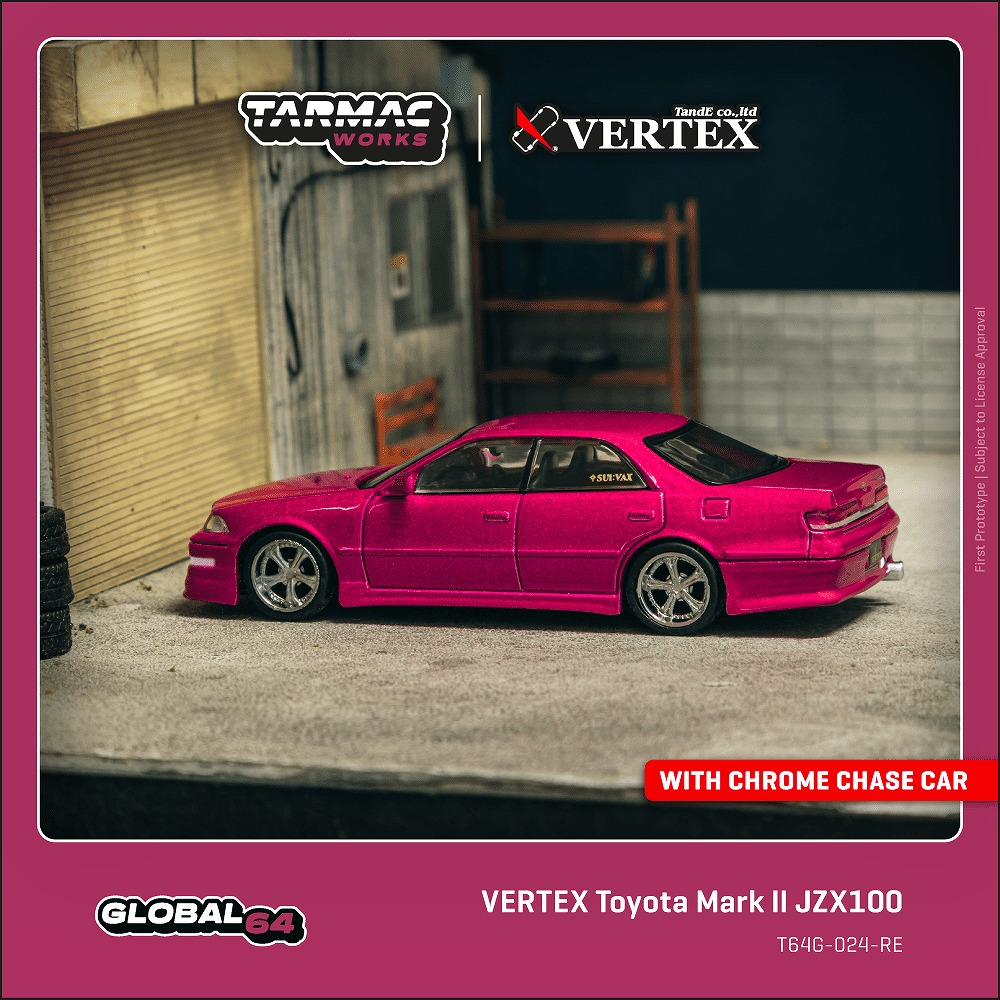 Tarmac Works VERTEX Toyota Mark II JZX100 紅色金屬模型車