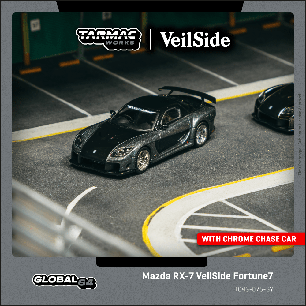 Tarmac Works 1/64 Mazda RX-7 VeilSide Fortune7 灰金屬／黑色