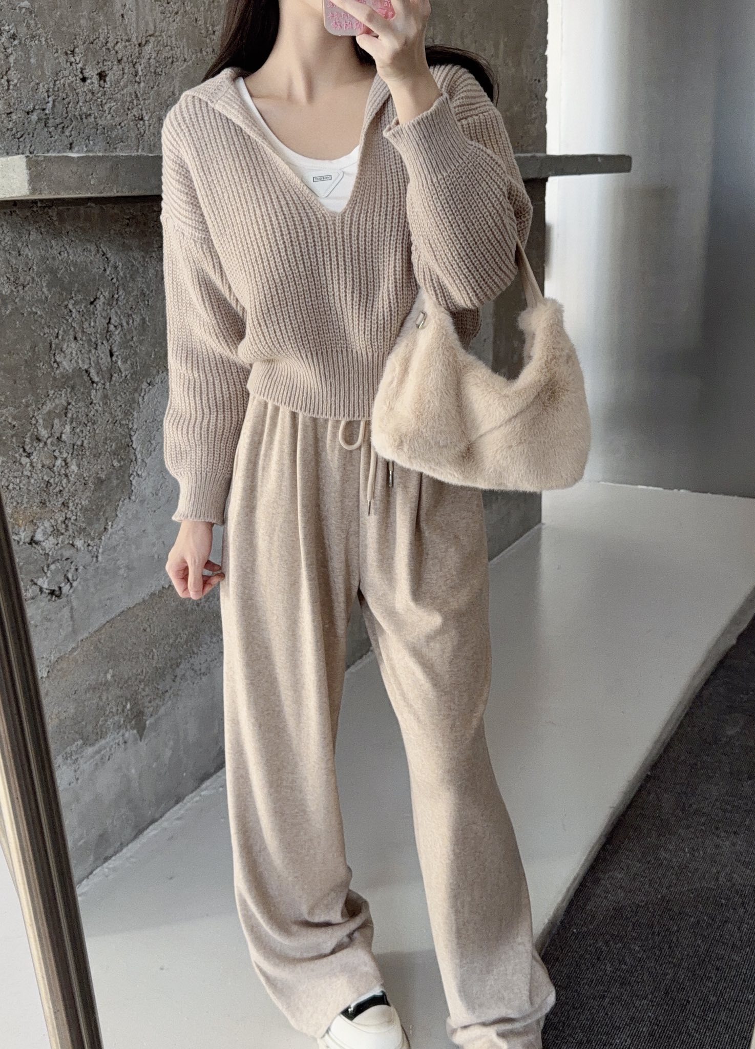溫柔韓系鬆弛感針織衫背心寬褲三件式套裝🎄