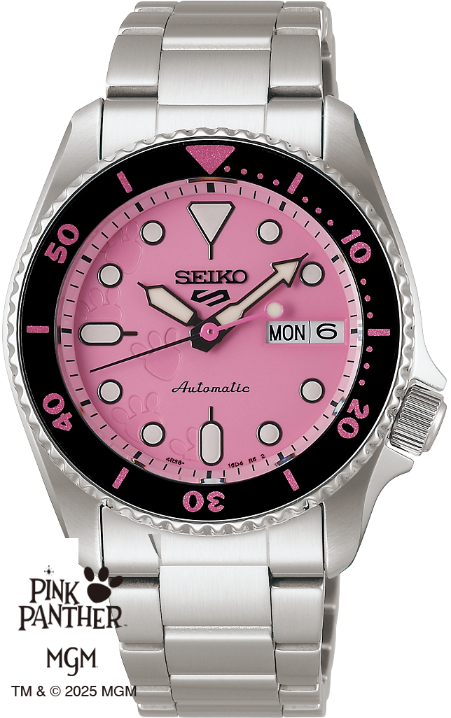 萬年鐘錶 - SEIKO  5 Sports  限量Pink Panther 粉紅豹 頑皮豹聯名限量機械錶套組 SRPM07K1 / 4R36-18B0P  錶徑38MM