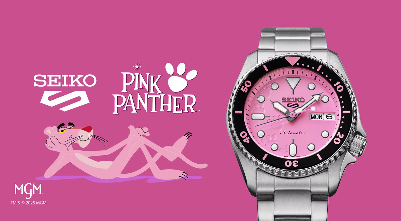 萬年鐘錶 - SEIKO  5 Sports  限量Pink Panther 粉紅豹 頑皮豹聯名限量機械錶套組 SRPM07K1 / 4R36-18B0P  錶徑38MM