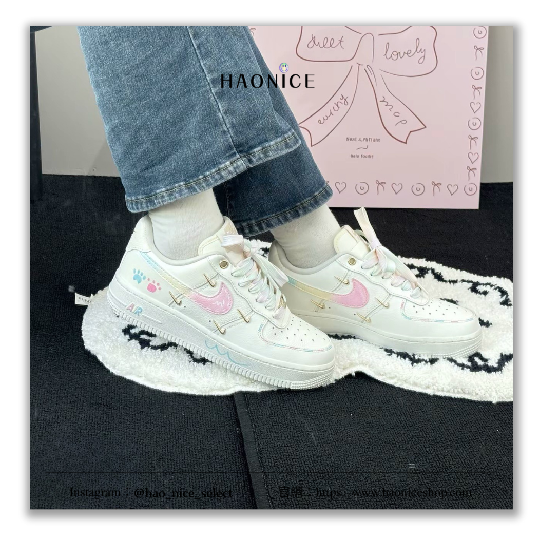 【HAO NICE】100%正品 惡作劇訂製款🔥 NIKE AIR FORCE 1  彩虹蛋糕金勾厚底休閒鞋 球鞋