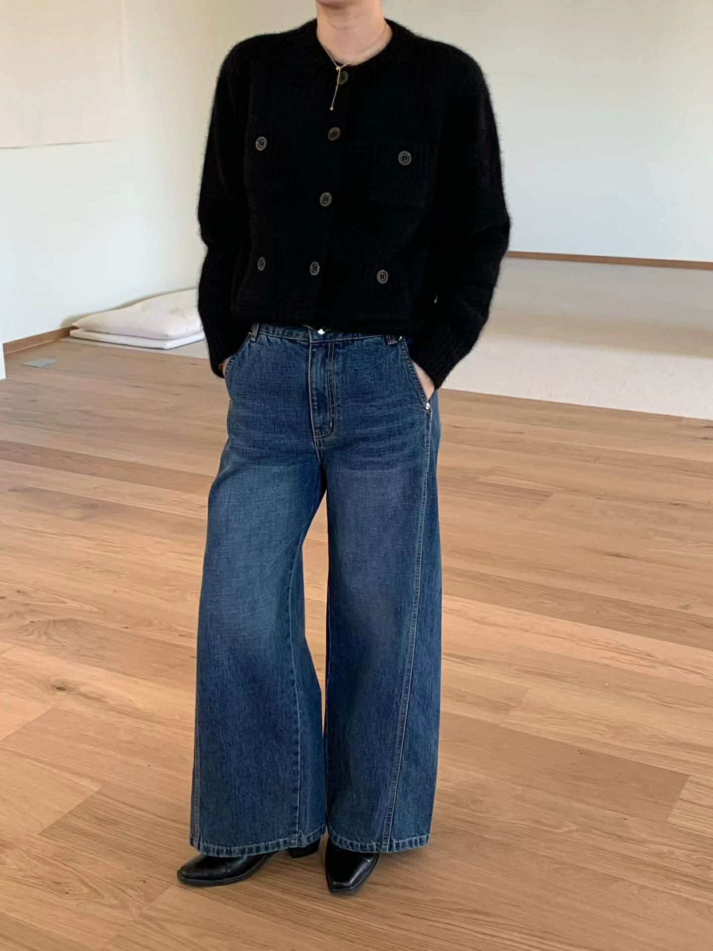 FN26 經典小香風狐狸毛口袋針織開襟衫