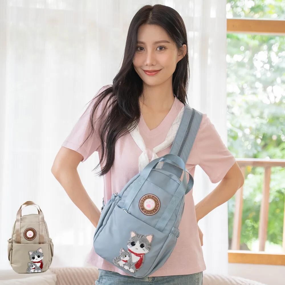 母子貓手提雙肩後背包【現貨成品】