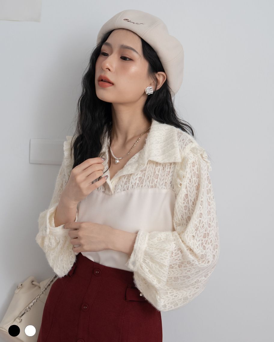 假兩件針織簍空馬甲上衣