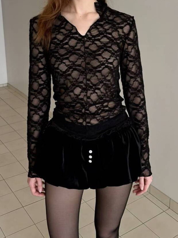 絲絨三扣低腰南瓜短褲