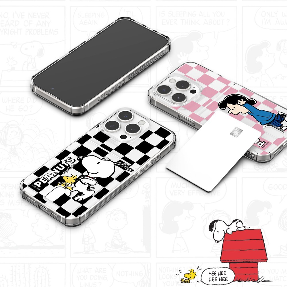 Snoopy - Clear Card Soft Case - 透明插卡槽防撞手機保護軟殼 TY