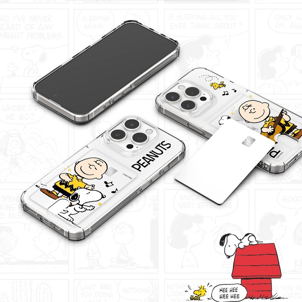 Snoopy - Clear Card Soft Case - 透明插卡槽防撞手機保護軟殼 TY
