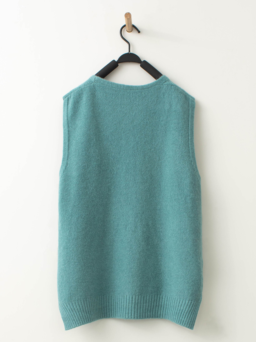 慵懶感素色v領麻花開衩針織背心