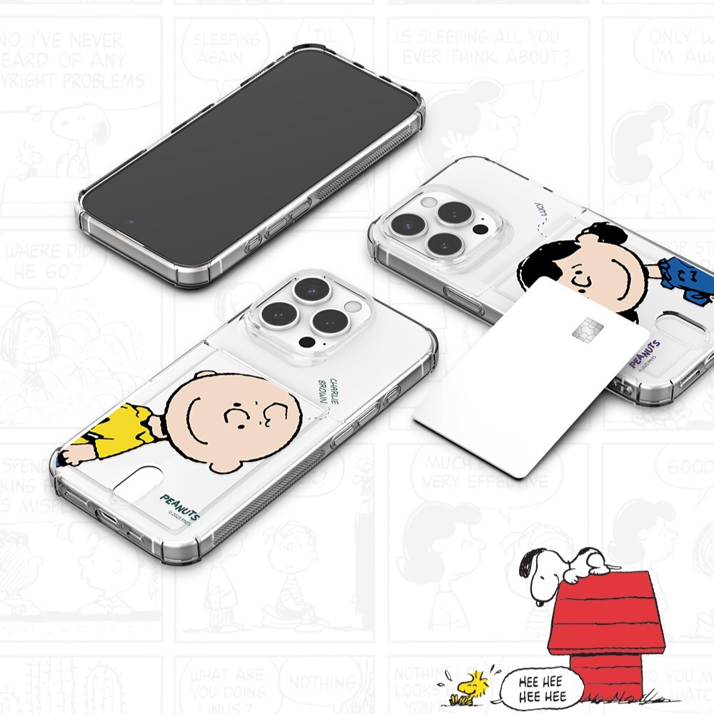 Snoopy - Clear Card Soft Case - 透明插卡槽防撞手機保護軟殼 TY