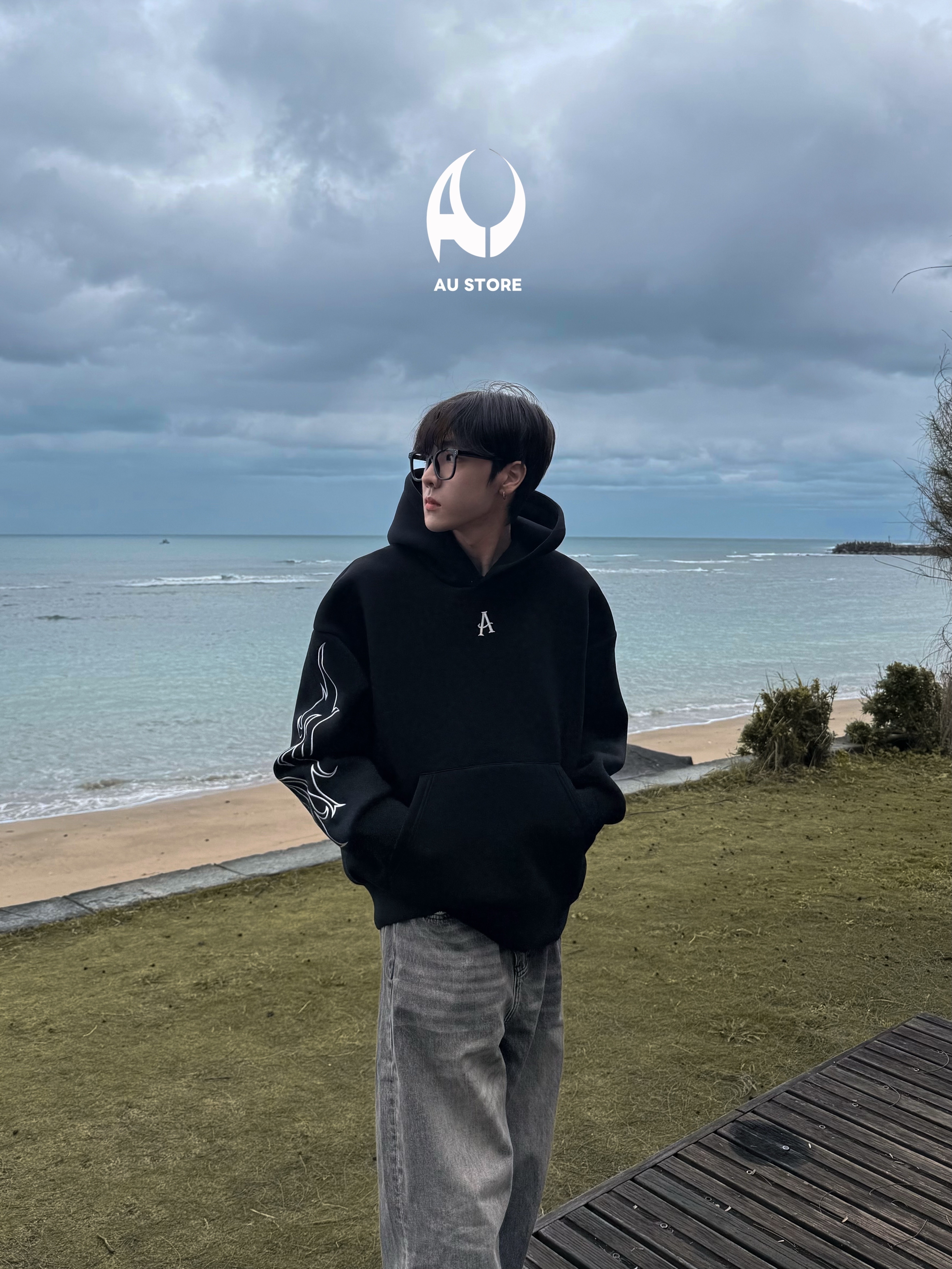 （現貨）獨家自訂款｜流線圖騰刺繡帽T  杜安大推！「厚磅太空棉」