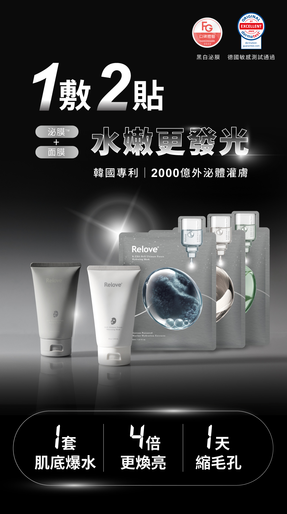 1敷2貼 韓國專利2仟億外泌體灌膚，爆出嫩皮水光肌