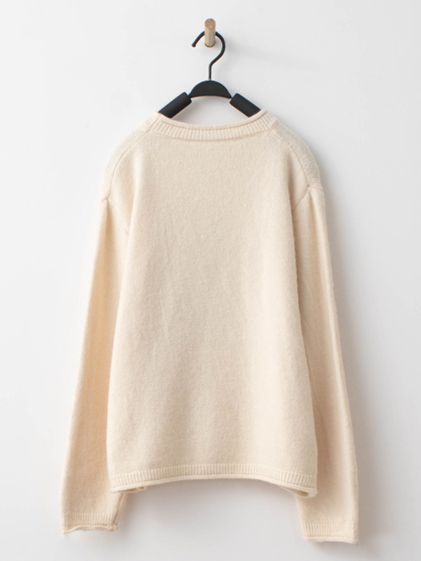 童話狗狗印花自然捲邊針織毛衣