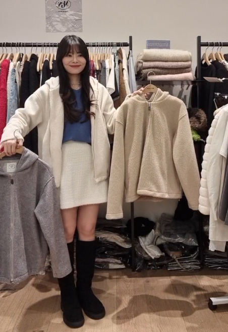 MN5308 混羊毛毛流連帽外套