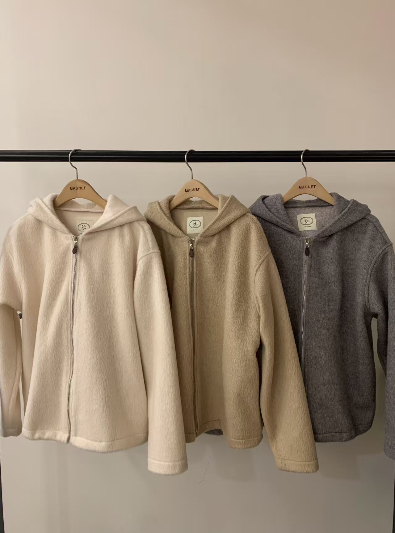 MN5308 混羊毛毛流連帽外套