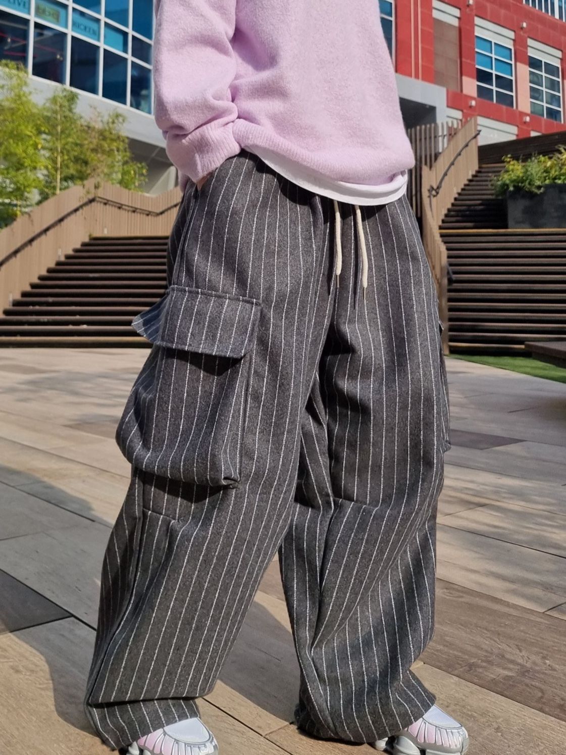 直間可束腳工裝鬆身褲(厚身) P3236